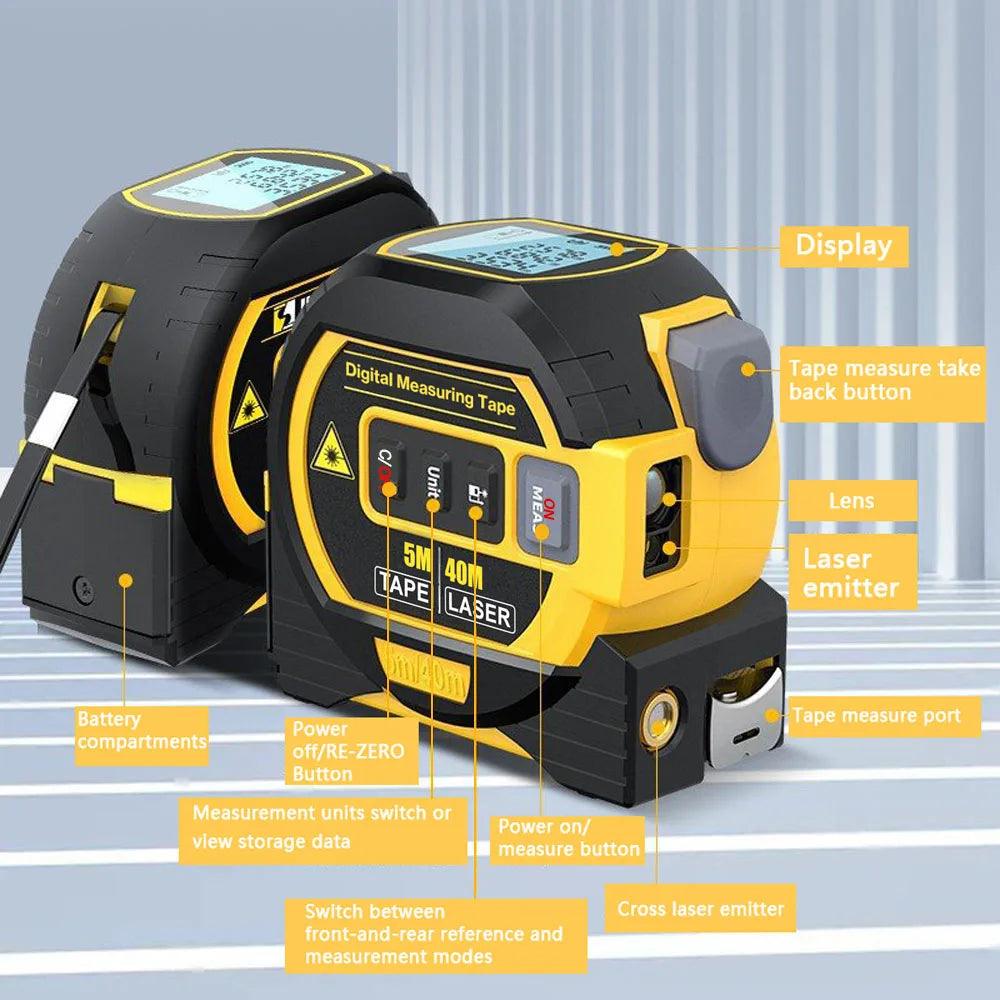 3 In 1 telemetre Laser metre a ruban marqueur laser